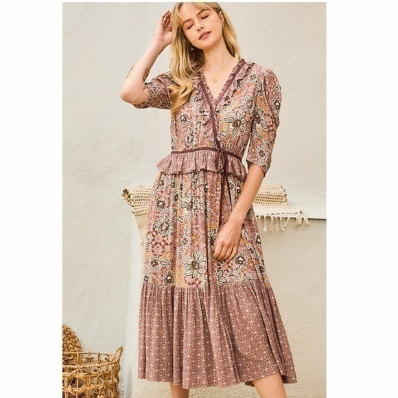 SERA-Bohemian Homestead Flora Print Dress - Picture 6 of 7